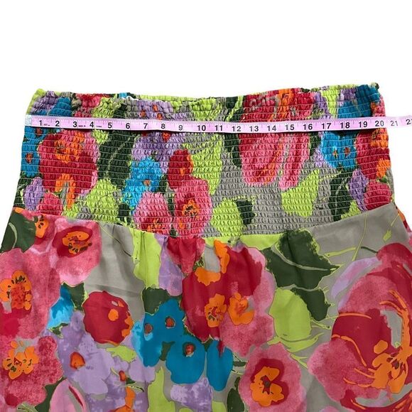 Lane Bryant~Floral print~Asymmetrical Skirt~fully lined~smocking detail~sz 18/20 - Picture 3 of 10